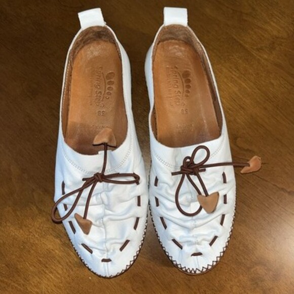 spring step shoes Berna White Leather Loafers Flats 16103-1912 Size 38 7 7.5 - Picture 5 of 11